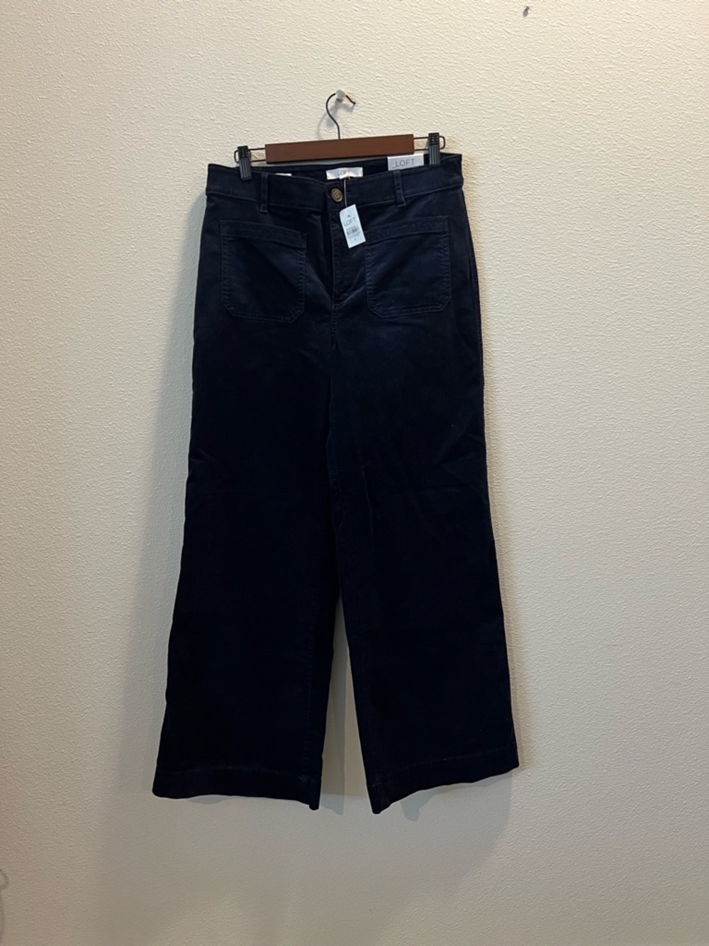 LOFT The Palmer Wide Leg High Rise Corduroy Pants in Navy - Picture 4 of 7